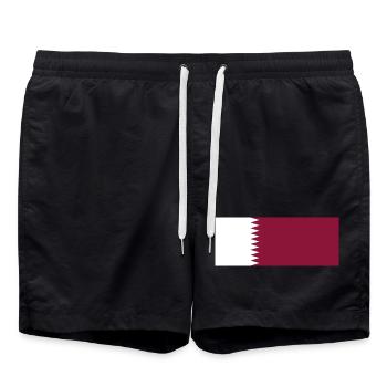 Katar – Flaggenwappen, Zickzack-Grenze - Badeshorts - Schwarz - Vorne - AI Model Male 185 light (185cm)