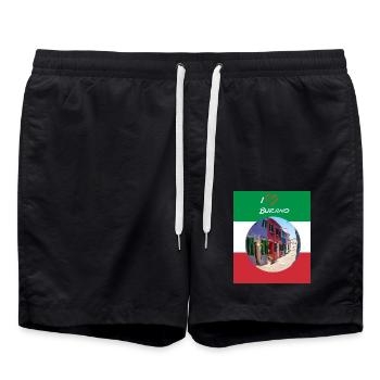I Love Burano - Badeshorts - Schwarz - Vorne - AI Model Male 185 light (185cm)