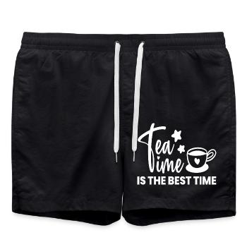 TEA TIME 3png - Badeshorts - Schwarz - Vorne - AI Model Male 185 light (185cm)