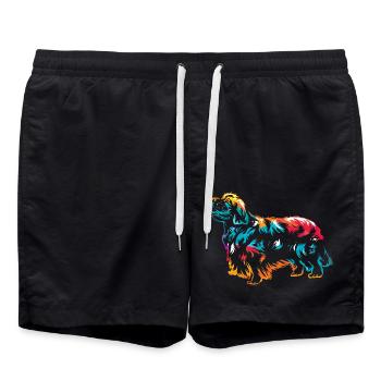 Stolzer Clumber Spaniel Jagdhund - Badeshorts - Schwarz - Vorne - AI Model Male 185 light (185cm)