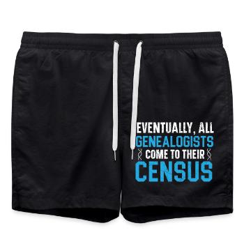 Irgendwann kommen alle Genealogen zu ihrer Volkszä - Badeshorts - Schwarz - Vorne - AI Model Male 185 light (185cm)