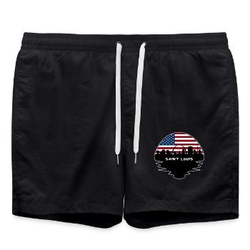 Saint Louis Missouri Usa-Flaggen-Skyline-Schattenbild T - Badeshorts - Schwarz - Vorne - AI Model Male 185 light (185cm)
