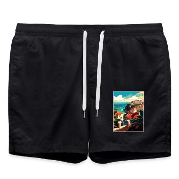 São Miguel Portugal Vintage Reiseposter Souvenir - Badeshorts - Schwarz - Vorne - AI Model Male 185 light (185cm)