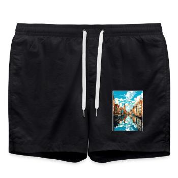 Reiseplakat Danzig, polnische Ostseeküste, Polen - Badeshorts - Schwarz - Vorne - AI Model Male 185 light (185cm)