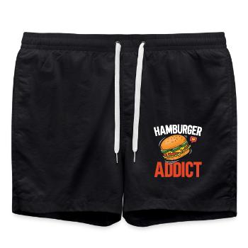 Hamburger Süchtiger Burger-Esser Food-Liebhaber Fo - Badeshorts - Schwarz - Vorne - AI Model Male 185 light (185cm)