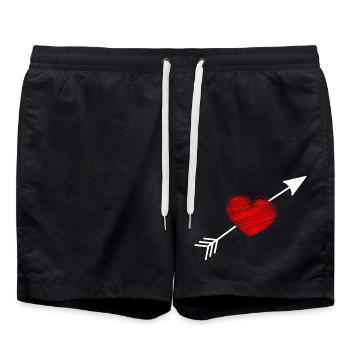 HERZ. HERZ. HERZ. KÜSSEN. SCHMATZEN. KÜSST. - Badeshorts - Schwarz - Vorne - AI Model Male 185 light (185cm)