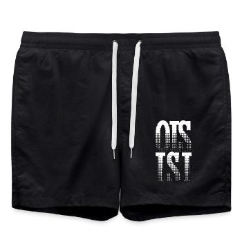 Bayerischer Dialekt Spruch  - Badeshorts - Schwarz - Vorne - AI Model Male 185 light (185cm)