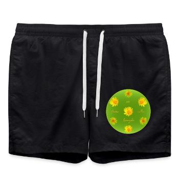 Garten Löwenzahn - Badeshorts - Schwarz - Vorne - AI Model Male 185 light (185cm)