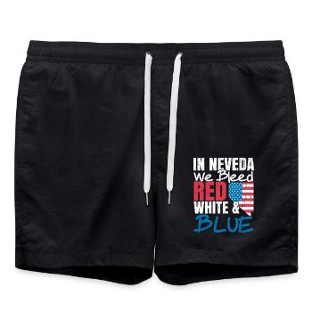 In Nevada Wir Bluten Weiß Und Blau USA Amerika - Badeshorts - Schwarz - Vorne - AI Model Male 185 light (185cm)