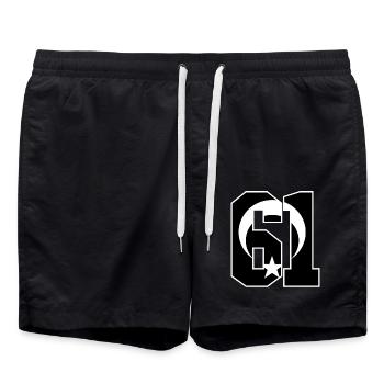 Trabzon 61 Türkei Flagge - Badeshorts - Schwarz - Vorne - AI Model Male 185 light (185cm)