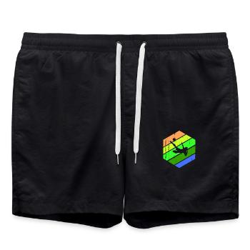 Fussballer Fallrückzieher Fussballspieler Retro - Badeshorts - Schwarz - Vorne - AI Model Male 185 light (185cm)