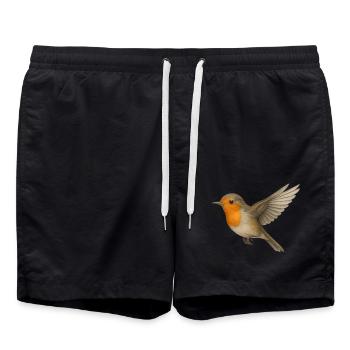 Waldgesang – zart & naturgetreu - Badeshorts - Schwarz - Vorne - AI Model Male 185 light (185cm)