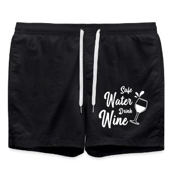 Save Water Drink Wine - Badeshorts - Schwarz - Vorne - AI Model Male 185 light (185cm)