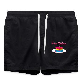 Pan Cakes Pansexual Pansexuelle Fun - Badeshorts - Schwarz - Vorne - AI Model Male 185 light (185cm)