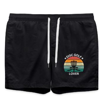 Disc Golf Lover Retro Sunset - Einzigartig - Badeshorts - Schwarz - Vorne - AI Model Male 185 light (185cm)