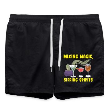 Magische Schluckspirituosen mixen Barkeeper Hallow - Badeshorts - Schwarz - Vorne - AI Model Male 185 light (185cm)
