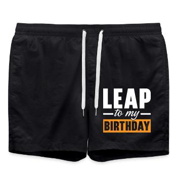 Happy Birthday Schaltjahr 29. Februar Schalttag - Badeshorts - Schwarz - Vorne - AI Model Male 185 light (185cm)