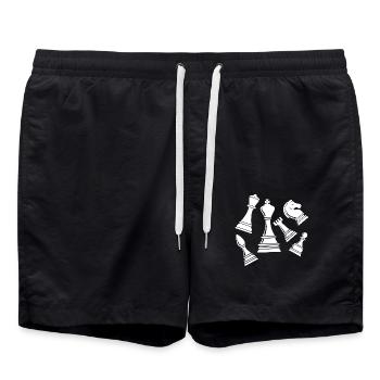 Schachfiguren Schach - Badeshorts - Schwarz - Vorne - AI Model Male 185 light (185cm)