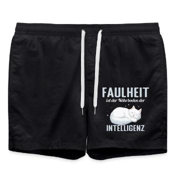 Faulheit ist der Närboden der Intelligenz - Badeshorts - Schwarz - Vorne - AI Model Male 185 light (185cm)