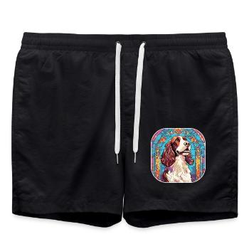 Bunte English Springer Spaniel Hunderasse Waterc - Badeshorts - Schwarz - Vorne - AI Model Male 185 light (185cm)