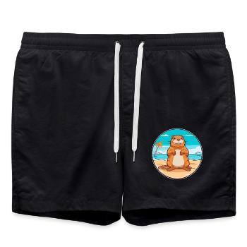 Gopher Aquarell Cartoon Kawaii Clipart Tier - Badeshorts - Schwarz - Vorne - AI Model Male 185 light (185cm)