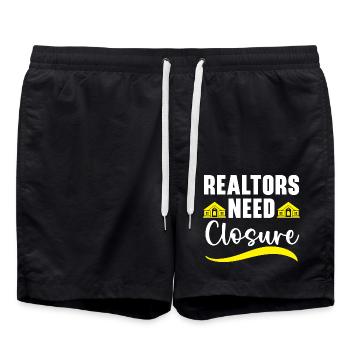 Realtors Need Closure Agent Immobilienmakler - Badeshorts - Schwarz - Vorne - AI Model Male 185 light (185cm)