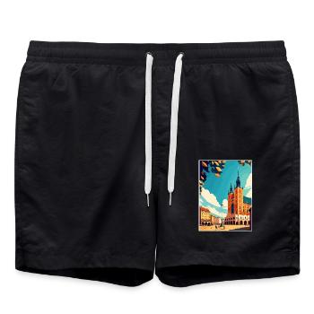 Krakau Polen Vintage Reiseposter WPA Souvenir - Badeshorts - Schwarz - Vorne - AI Model Male 185 light (185cm)