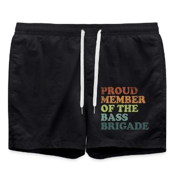 Proud Member of the Bass Brigade - retro dark - Badeshorts - Schwarz - Vorne - AI Model Male 185 light (185cm)