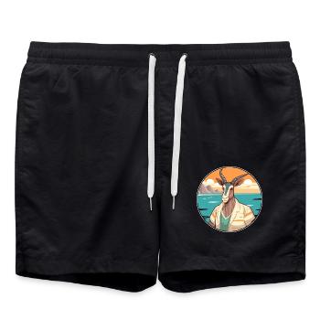 Oryx Aquarell Karikatur Kawaii Clipart Tier - Badeshorts - Schwarz - Vorne - AI Model Male 185 light (185cm)