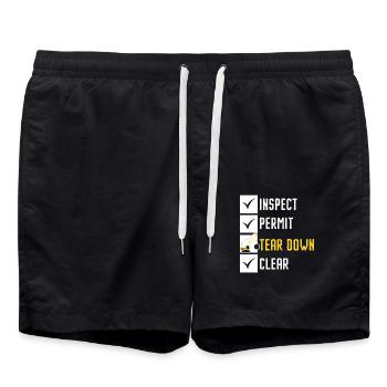 Inspect Permit Tear Down Clear House Demolition - Badeshorts - Schwarz - Vorne - AI Model Male 185 light (185cm)