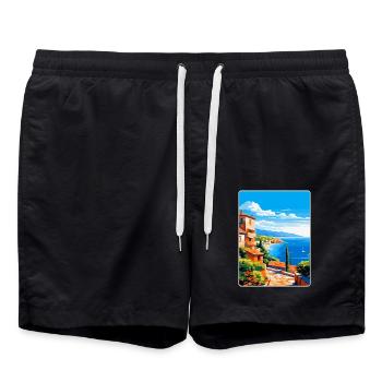 Côte d Azur Frankreich Vintage Reiseplakat Souvenir - Badeshorts - Schwarz - Vorne - AI Model Male 185 light (185cm)