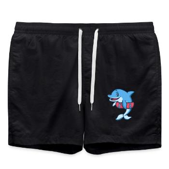 Verspielter Delfin Ozeanbewohner - Badeshorts - Schwarz - Vorne - AI Model Male 185 light (185cm)