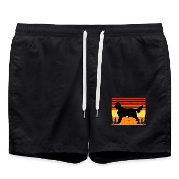 Irish Setter Hundeliebhaber Silhouette Vintage Sonnenuntergang - Badeshorts - Schwarz - Vorne - AI Model Male 185 light (185cm)