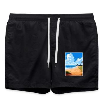 Four Mile Beach Australien Vintage-Reiseposter - Badeshorts - Schwarz - Vorne - AI Model Male 185 light (185cm)