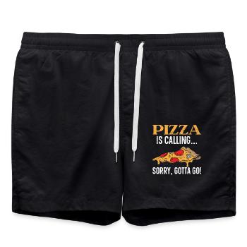 Pizza Is Calling Sorry Gotta Go Italian Food Pizza - Badeshorts - Schwarz - Vorne - AI Model Male 185 light (185cm)