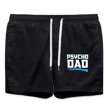 Psycho Dad - Vater Geschenkidee - Badeshorts - Schwarz - Vorne - AI Model Male 185 light (185cm)