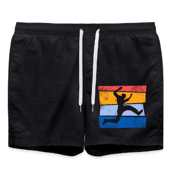 Vintage Parkourläufer Freerunner Parkour Läufer - Badeshorts - Schwarz - Vorne - AI Model Male 185 light (185cm)