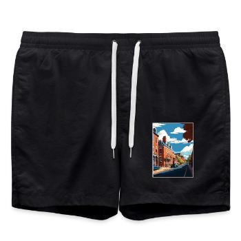 Phoenixville Pennsylvania Vintage Reiseposter - Badeshorts - Schwarz - Vorne - AI Model Male 185 light (185cm)
