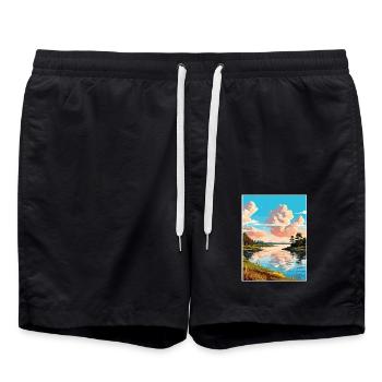 Toledo Bend Reservoir Texas Vintage Reiseposter - Badeshorts - Schwarz - Vorne - AI Model Male 185 light (185cm)