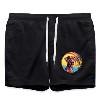 Dänische Broholmer Hunderasse Bunte Karikatur Wasserc - Badeshorts - Schwarz - Vorne - AI Model Male 185 light (185cm)