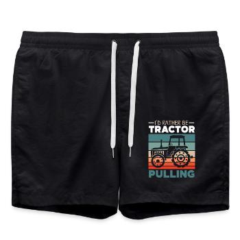 Ich würde lieber einen Traktor ziehen Bauernhof Ba - Badeshorts - Schwarz - Vorne - AI Model Male 185 light (185cm)