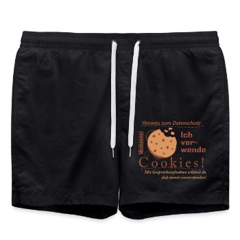 Cookies Datenschutzspruch - Badeshorts - Schwarz - Vorne - AI Model Male 185 light (185cm)