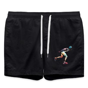 Federnde Eiskunstlauf Meisterschaft - Badeshorts - Schwarz - Vorne - AI Model Male 185 light (185cm)