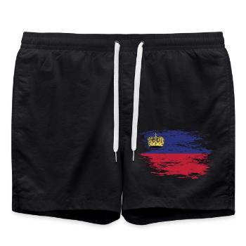 Liechtenstein Flagge used - Badeshorts - Schwarz - Vorne - AI Model Male 185 light (185cm)