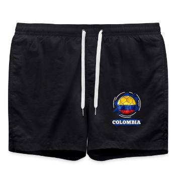 Colombia Fußball - Ball in Kolumbien Farben - Badeshorts - Schwarz - Vorne - AI Model Male 185 light (185cm)