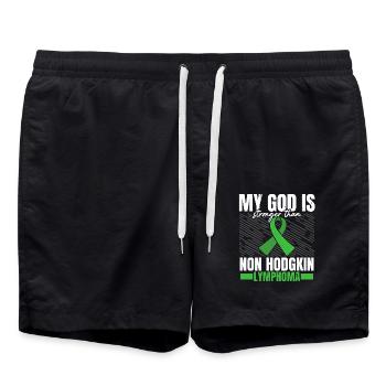 Mein Gott ist stärker als das Non-Hodgkin-Lymphom - Badeshorts - Schwarz - Vorne - AI Model Male 185 light (185cm)