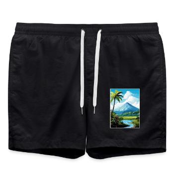 La Fortuna Costa Rica Vintage Reiseposter WPA - Badeshorts - Schwarz - Vorne - AI Model Male 185 light (185cm)