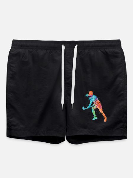 Hockeyspielerin Hockey Spielerin Bunt Feldhockey - Badeshorts - Schwarz