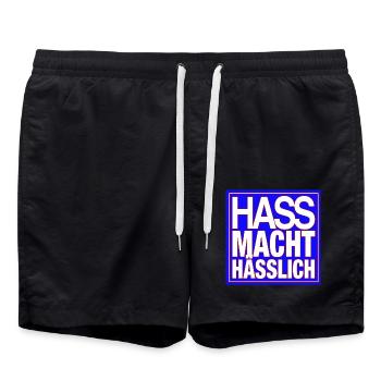 Hass macht hässlich! - Badeshorts - Schwarz - Vorne - AI Model Male 185 light (185cm)
