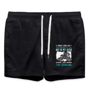In meinem Kopf bin ich Stepptänzer Stepptänzer - Badeshorts - Schwarz - Vorne - AI Model Male 185 light (185cm)